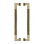 M Marcus Heritage Brass Back to Back Door Pull Handle Bauhaus Knurled Design 330mm length